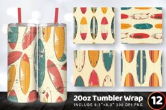 Vintage Surfboards Tumbler Wrap, 20oz Skinny Tumbler Wraps Product Image 1