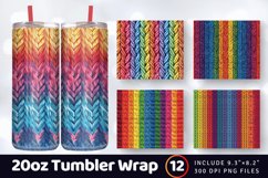 Knitted Rainbow Pattern Tumbler Wrap, 20oz Skinny Tumbler Wr Product Image 1