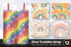 Spring Cottage core Rainbow Tumbler Wrap, 20oz Skinny Tumble Product Image 1