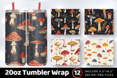 Boho Mushroom Tumbler Wrap, 20oz Skinny Tumbler Wraps Product Image 1