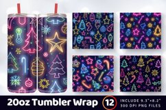 Neon Christmas tree Tumbler Wrap, 20oz Skinny Tumbler Wraps Product Image 1
