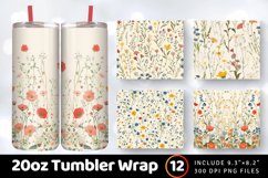 French Paper Cottage core Wildflowers Tumbler Wrap, 20oz Ski Product Image 1