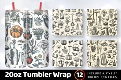 Vintage Gardening Sketchnote Tumbler Wrap, 20oz Skinny Tumbl Product Image 1