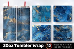 Blue Ink and Gold Foil Tumbler Wrap, 20oz Skinny Tumbler Wra Product Image 1