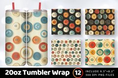 Vintage Retro Buttons Tumbler Wrap, 20oz Skinny Tumbler Wrap Product Image 1