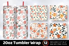 Cute Boho Roses Tumbler Wrap, 20oz Skinny Tumbler Wrap Product Image 1