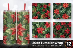 Poinsettia Pine Leaves Tumbler Wrap, 20oz Skinny Tumbler Wra Product Image 1