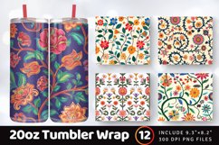 Indian Folk Flower Tumbler Wrap, 20oz Skinny Tumbler Wraps Product Image 1