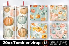 Pastel Pumpkins Tumbler Wrap, 20oz Skinny Tumbler Wraps Product Image 1
