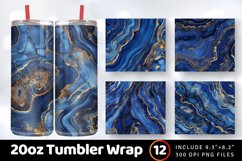 Royal Blue and Gold Agate Tumbler Wrap, 20oz Skinny Tumbler Product Image 1