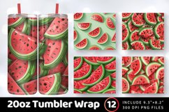 3D Watermelon Tumbler Wrap, 20oz Skinny Tumbler Wrap Product Image 1