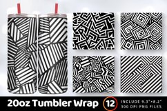 Geometric Black and White Tumbler Wrap, 20oz Skinny Tumbler Product Image 1