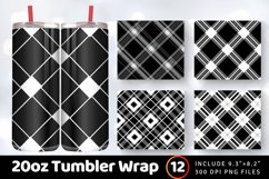 Black White Plaid Tumbler Wrap, 20oz Skinny Tumbler Wrap Product Image 1