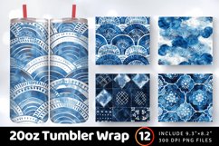 Watercolor Bohemian Blue Tumbler Wrap, 20oz Skinny T Product Image 1