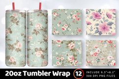 Dusty Floral Tumbler Wrap, 20oz Skinny Tumbler Wraps Product Image 1