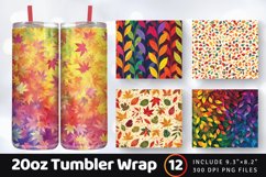 Fall Rainbow Leaves Tumbler Wrap, 20oz Skinny Tumbler Wrap Product Image 1