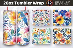 Watercolor Abstract Floral Tumbler Wraps, 20oz Skinny Tumble Product Image 1