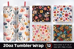 Cute Boho Flowers Tumbler Wrap, 20oz Skinny Tumbler Wrap Product Image 1
