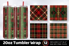 Red Green Knitted Plaids Fabric Tumbler Wrap, 20oz Skinny Tu Product Image 1