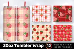 Strawberry plaid Tumbler Wrap, 20oz Skinny Tumbler Wraps Product Image 1