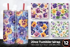 Whimsical Pansy Flowers Tumbler Wrap, 20oz Skinny Tumbler Wr Product Image 1