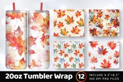 Watercolor Maple Leaves Tumbler Wrap, 20oz Skinny Tumbler Wr Product Image 1