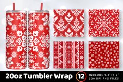 Red and White Christmas Tumbler Wrap, 20oz Skinny Tumbler Wr Product Image 1