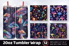 Neon Funky Fantasy Mushroom Star Tumbler Wrap, 20oz Skinny T Product Image 1