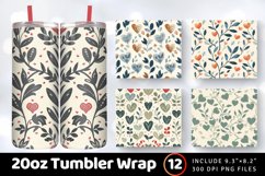 Vintage Cottage core Hearts Leaves Tumbler Wrap, 20oz Skinny Product Image 1