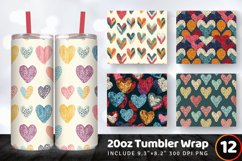 Cute Knitted Hearts Tumbler Wrap, 20oz Skinny Tumbler Wrap Product Image 1