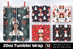 Merry Nurse Christmas Tumbler Wrap, 20oz Skinny Tumbler Wrap Product Image 1