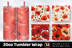 Abstract Poppy Tumbler Wrap, 20oz Skinny Tumbler Wraps Product Image 1