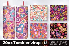 Groovy Floral Sweet Hearts Tumbler Wrap, 20oz Skinny Tumbler Product Image 1