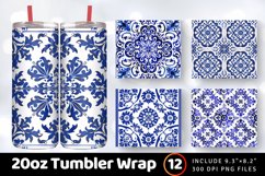 Portuguese Azulejo Blue Delft Tumbler Wrap, 20oz Skinny Tumb Product Image 1