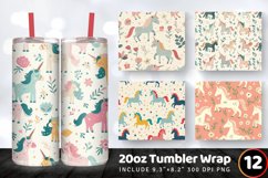 Whimsical Unicorn Tumbler Wrap, 20oz Skinny Tumbler Wrap Product Image 1