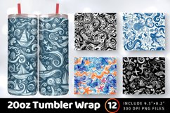 Abstract Glyph Doodles Sea Tumbler Wrap, 20oz Skinny Tumbler Product Image 1
