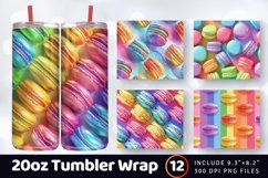 Rainbow 3d Macaroons Tumbler Wrap, 20oz Skinny Tumbler Wrap Product Image 1