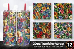 Stained Glass Wildflowers Tumbler Wrap, 20oz Skinny Tumbler Product Image 1