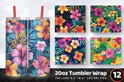 Bright Tropical Flowers Tumbler Wrap, 20oz Skinny Tumbler Wr Product Image 1