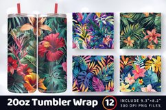 Jungle Summer Tropical Floral Tumbler Wrap, 20oz Skinny Tumb Product Image 1