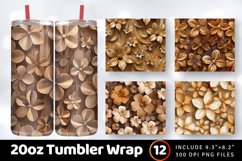 Wooden 3D Flowers Tumbler Wrap, 20oz Skinny Tumbler Wrap Product Image 1