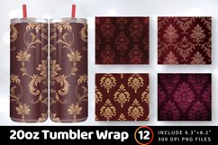 Victorian Maroon Elegance Tumbler Wrap, 20oz Skinny Tumbler Product Image 1