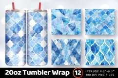 Watercolor Pastel Sapphire Blue Tumbler Wrap, 20oz Skinny Tu Product Image 1