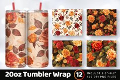 Fall Autumn Roses Tumbler Wrap, 20oz Skinny Tumbler Wrap Product Image 1