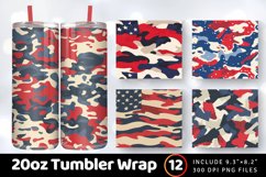 4th of July Camouflage Tumbler Wrap, 20oz Skinny Tumbler Wra Product Image 1