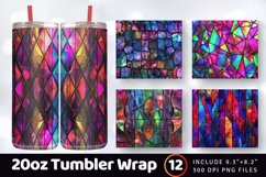 Deco Neon Stained Glass Tumbler Wrap, 20oz Skinny Tumbler Wr Product Image 1