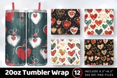 Christmas Hearts Tumbler Wrap, 20oz Skinny Tumbler Wraps Product Image 1