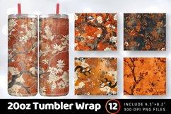 Vintage Rust Chinoiseries Funky Tumbler Wrap, 20oz Skinny Tu Product Image 1