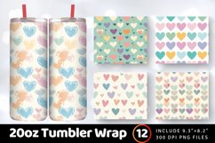 Pastel Hearts Tumbler Wrap, 20oz Skinny Tumbler Wrap Product Image 1