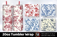 French Toile Floral Fabric Tumbler Wrap, 20oz Skinny Tumbler Product Image 1